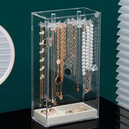 Clear Jewellery Display Stand Rotating Necklace Bracelet Holder Dustproof Storage Rack Show Bracket Dropship 240309