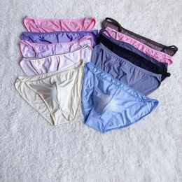 Underpants 1 Pcs Underpant All Seasons Underwear Bikini Breathable Briefs Bulge Ice Silk Machine Washable Pouch Stretch