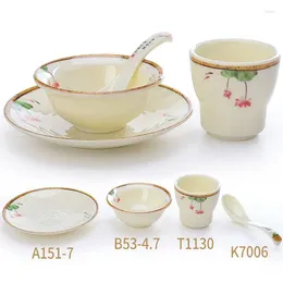 Dinnerware Sets Jade Color Elegant Bone China A5 Melamine Tableware Dishes And Plates Anti- Chafing Dish Dinner