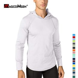 MAGCOMSEN Mens Sun Protection Long Sleeve T Shirts UPF 50 AntiUV Beach Summer Hoodie TShirts Quick Dry Multi Colour Rashguard 240312