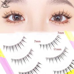 5 Pairs W1 False Eyelashes Little Devil 014mm Thin Transparent Stem Natural Comic Eyes Spiked Make Up 240305