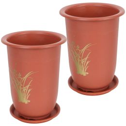 Pots 2 Sets Nursery Planter Pot Plastic Planters Indoor Plantss For Centerpieces Clay Orchid Flowerpots Rounded Indoor Planter