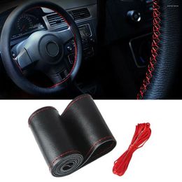 Steering Wheel Covers 1pc Car DIY Hand Sewing Steering-Wheel Case Leather Cover Decorative Auto Accessorie