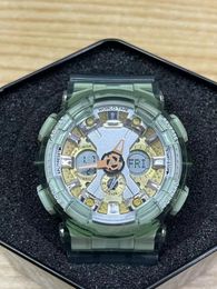 Sport Men's Clear Green Digital Quartz 120 Watch World Time Full Featured Waterproof LED Auto Hand Raising Light Oak Series