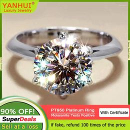 Cluster Rings Luxury PT950 Platinum 5 Diamond Moissanite With GRA Credentials Women's Bride Eternal Wedding Band Fine Jewellery Gift