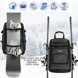 Goggles Ski Backpack 50L HighCapacity Nylon Waterproof Bag WearResistant Can Be Installed Ski Boots Helmets Goggles Clothing ski board