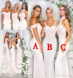 Mermaid Bridesmaid Dresses for Wedding 2019 Sexy Mixed Styles Formal Evening Party Gowns Appliques Sweep Train Guest Maid of Honor6716814