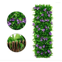 Decorative Flowers Green Vines Wooden Expandable Faux Privacy Fence Artificial Garden Decoration Uv Protected Hek Panel