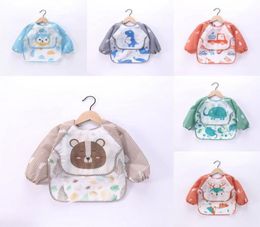 Baby Toddler Bib Overall Waterproof Bear Christmas Burp Cloths Long Sleeve Cartoon Animail Elk Print Children Kid Feeding Smock Ap6855106