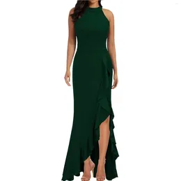 Casual Dresses Women's Cocktail Evening Sexy Sleeveless Ruffle Wrap Slim Formal Wedding Party For Women Irregular Vestidos