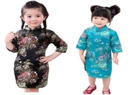 Peony Baby Girls Dress 2020 Chinese Qipao Clothes For Girls Jumpers Party Costumes Floral Children Chipao Cheongsam Jumper 216Y11225252