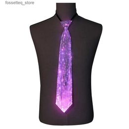 Neck Ties Creative LED Tie Concert Holloween Luminous Tie Night Club Electronic Music Performance Optical Fibre Tie Coatas L240313