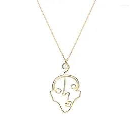 Pendants Fashion N Hollow Abstract Portrait 925 Sterling Silver Necklace