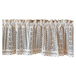 Curtains Short Curtains For Kitchen Cabinet Toilet Crocheted Beige Knitted Lace Tiers Hollow Hole Floral Door Cafe Decroation Half Window