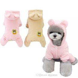 Dog Apparel Pajamas Corduroy Dogs Jumpsuit 4 Legs Pet PJS Puppy Cat Pajama Onesie for Fall Winter Pets Clothes Outfits to Small Do228C