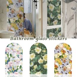 Films Retro Oil Painting Floral Window Film Glass Sticker Static Cling Privacy Bathroom Toilet Door Security Living Room Decorative