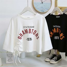 Fashionable Printing, Unique Drawstring Short Top, Bottom Layer F, Design and Temperament F, Short Sleeved T-shirt F, Hair Replacement