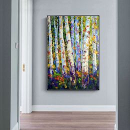 Tree Forest Leaf Poster Canvas Painting Wall For Pictures Living Room Landscape Modern Home Decor Colourful Prints293D