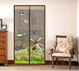 Windmill Pattern Curtain Summer Antimosquito Mesh Magnet Mosquito Net Curtains Soft Yarn Door Tulle Window Screen Supplies18161793