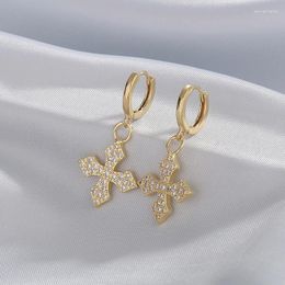 Dangle Earrings European And American Fashion Classic Retro Luxury Copper Cross Zircon Hip Hop Style Women's Jewellery