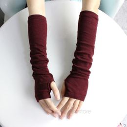 Whole-Warm knit wool fingerless gloves ladies winter knitted half finger cuff gloves women winter long mittens unisex #6243F