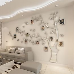 Wall Stickers Tree Po Frame Sticker DIY Mirror Wall Decal Home Decoration Living Room Bedroom Poster TV Background Wall Decor 2282J