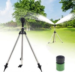 Sprinklers Garden Lawn Watering Sprinkler 360 Rotary Irrigation Sprinkler Head With Tripod Telescopic Support Automatic Rotating Sprayer