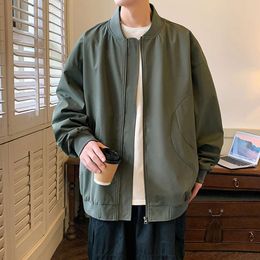 New 2024 Spring Men's Loose Casual Jackets Street Trendy Youth Minimalist Baseball Neck Coat Shop Style Style