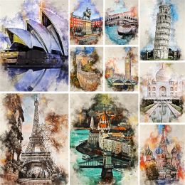 Number Famous Building Paint By Numbers Kit Oil Paints 40*50 Painting On Canvas Home Decoration Crafts For Adults Wholesale Handicraft