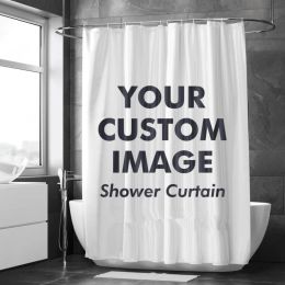 Set Custom Shower Curtain Bathroom Waterproof Curtains Customized Photo Polyester Bath Decor with Hooks POD Dropshipping Personalise