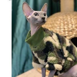 Clothing Spring Sphinx Cat Clothes Army Green Pet Hoodies For Sphynx Soft Shirt Warm Kitten Jumpsuit Devon Rex Autumn Kitty Outfit