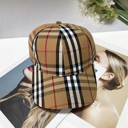 British Plaid Sunscreen Ball Caps Fashion Designer hats Big Eaves Dome Cap for men and woman Leisure Sports Sunbonnet Whole 3018