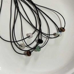 Other Fashion Natural Stone Crystal Pendant Necklace for Women Korean Trend Simple Kawaii Rope Chain Choker Vintage Jewellery L24313