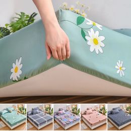 Accessories Wasart Geometric Printed Elastic Fitted Sheet Mattress Protector Cover Couple 2 People Double Bed Sheet King Size 90/180