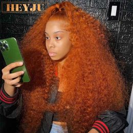 Synthetic Wigs Orange Ginger Lace Front Wig Curly Hair Wigs For Women 30Inch Deep Wave Frontal Wig 13x4 13x6 Lace Front Hair Wig ldd240313