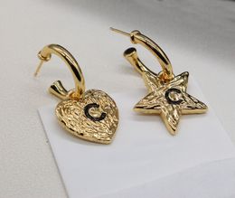 2024 Luxury quality Charm drop earring with black words heart and star shape in 18k gold plated have stamp box PS3127B