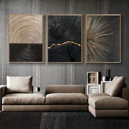 Calligraphy 3Pcs Modern Black Gold Luxury Canvas Poster Nordic Sofa Background Wall Triptych Living Room Staircase Decoration Paintings