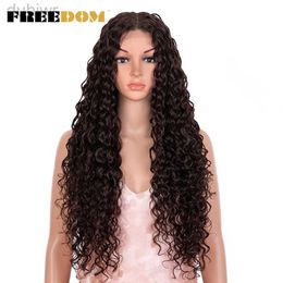 Synthetic Wigs FREEDOM Synthetic Lace Front Wig Long Curly Wig 30 inch Blonde Ginger Lace Wigs For Black Women Cosplay Wigs ldd240313