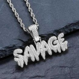 Pendant Necklaces Ice Crystal Alphabet Pendant with 24 Inch Chain for Men Women Sparkling Hip Hop Rock Rap Jewellery Gifts L24313