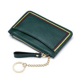 Genuine Leather Women Card Coin Key Holder Women's Purse leather Double Zipper Poucut organizer wallets Key Ring Credit card