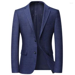 Men's Suits Lansboter Dark Blue Men Jacket Spring And Autumn Casual Suit Korean Fashion Sheet Western Mens Slim Fit Coat