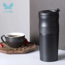 Tools LAVIDA Portable Electric Coffee Maker T1 Cafetera Machine Bean Grinder Ceramic Burr Stainless Steel Cup With USB Charing