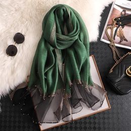 Summer Sunscreen Scarf Women Korean Style All-match Pure Color Silk Air Conditioning Shawl Thin Phnom Penh Beaded Scarf Women1318k