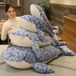 Dolls 5070cm Giant size Whale Plush Toy Blue Sea Animals Stuffed Toy Huggable Shark Soft Animal Pillow Kids Gift