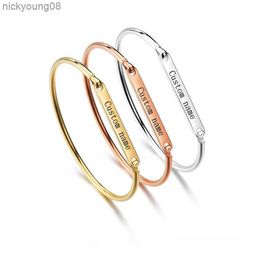 Bangle Personalised Engraved Name Customised Bangle - Fashionable C-shaped Horseshoe Bracelet made of Minimalist Stainless SteelL2403