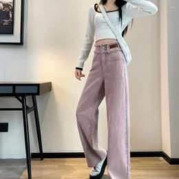 Women's Jeans High Waist S Pants For Woman With Pockets Pink Trousers Straight Leg Stretch Teenagers 90s On Sale Wholesale A