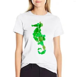 Women's Polos Colourful Green Sea-glass Ocean Seahorse T-shirt Summer Clothes Lady Korean Fashion Womens Clothing