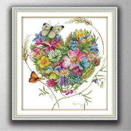 butterflies love flowers Handmade Cross Stitch Craft Tools Embroidery Needlework sets counted print on canvas DMC 14CT 11CT195R
