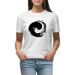 Women's Polos Yin And Yang Symbol As Japanese Calligraphy T-shirt Plus Size Tops Korean Fashion Animal Print Shirt For Girls Woman Clothing