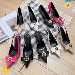 heels shoes woman designer shoes ballet flats Womens slim heel sandals with high heels Dress shoes Bow genuine leather classic workplace shoes